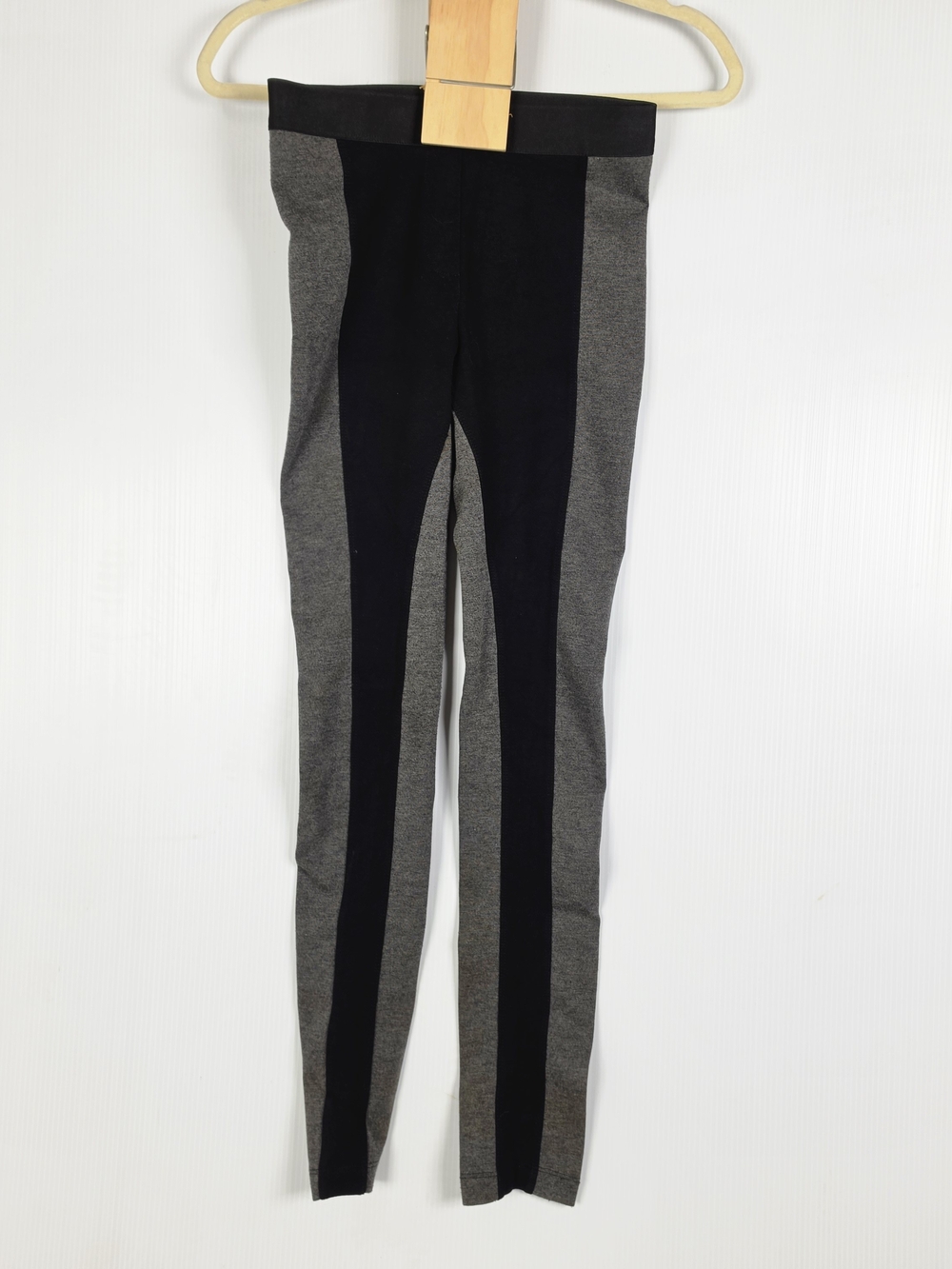 BCBGMaxAzria Black and Gray Colorblock Leggings